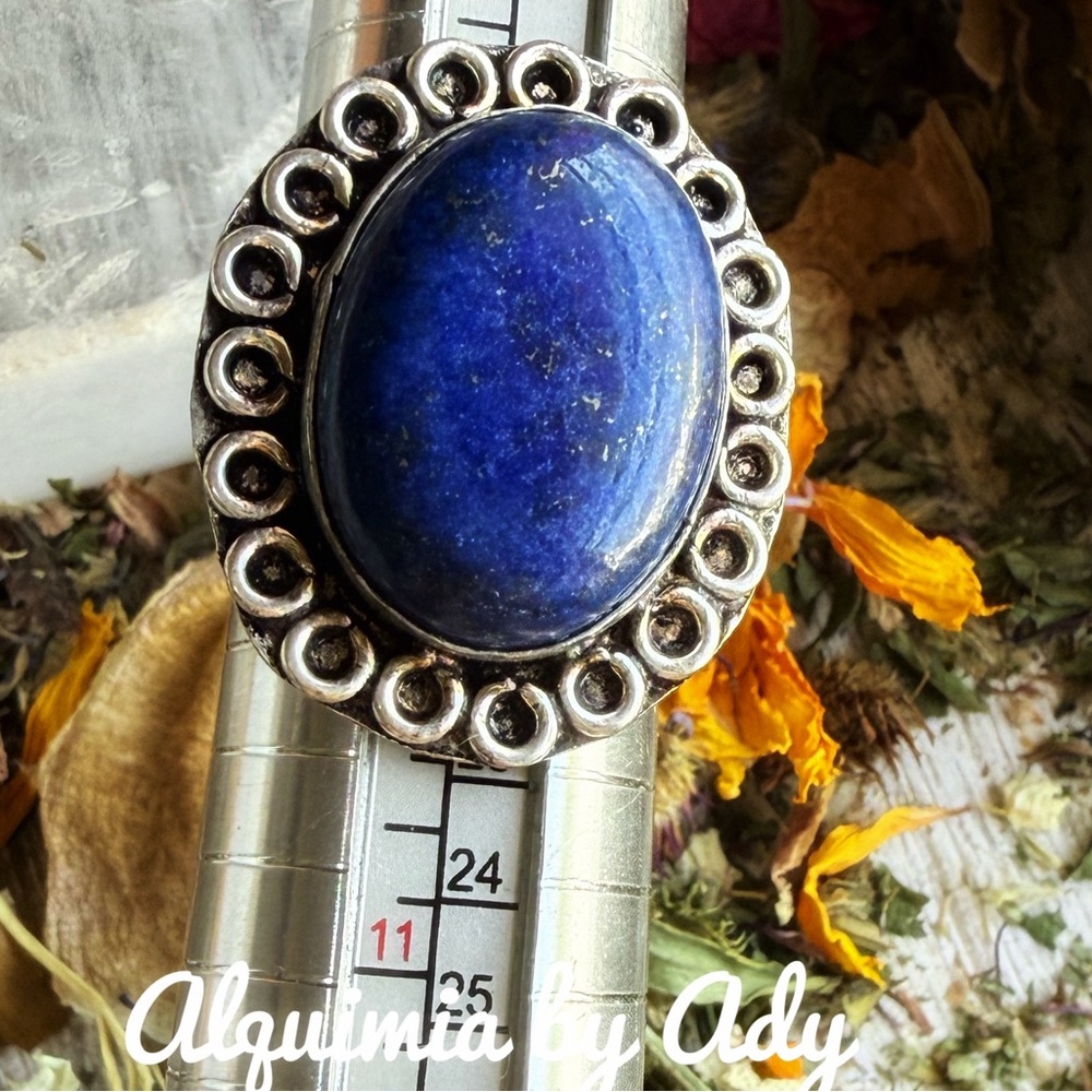 Silver lapis lazuli maximalist ring - Picture 2 of 2